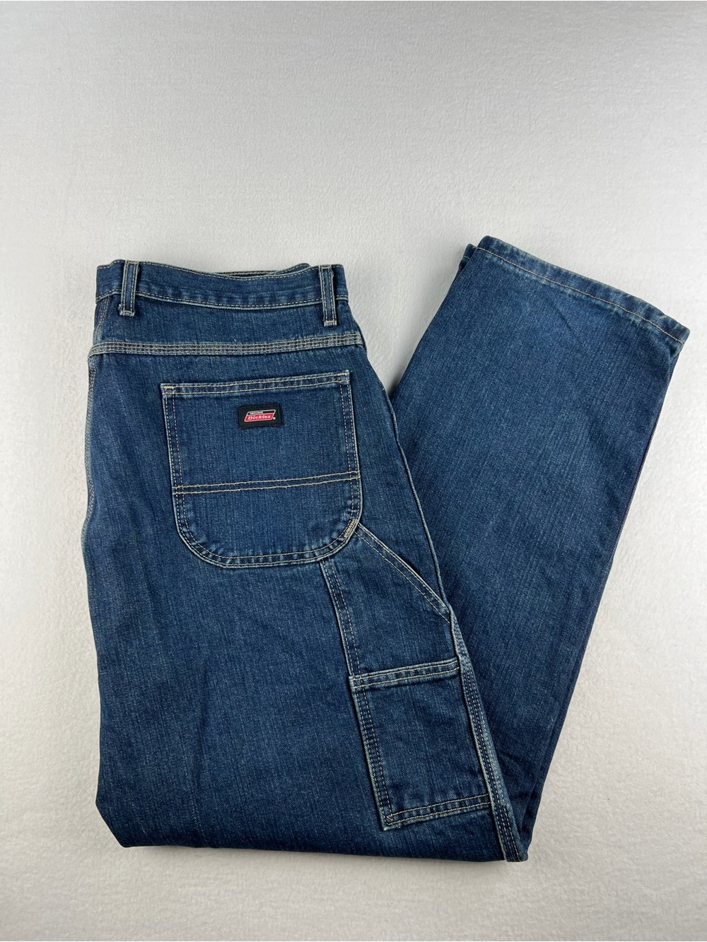 Dickies Mens Denim Carpenter Relaxed Fit Workwear Blue Jeans Size 38x32